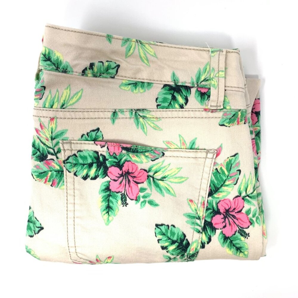 Nine West Cigarette Fit Skinny Leg Off White Floral Womens Jeans Size 6/28
